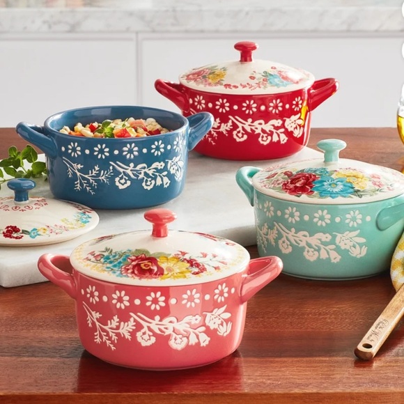 The Pioneer Woman Floral Casserole Dish Set - Red, Blue, Teal, Pink - Picture 1 of 12